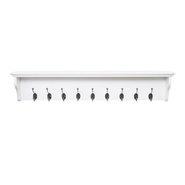 Rosalind Wheeler Arundel 9 Hook Wall Mounted Coat Rack in White